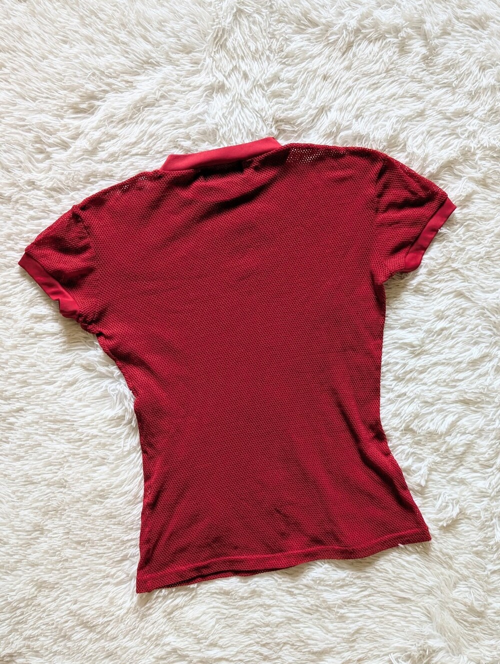90s Tripp Man Red Fishnet Sheer Mesh Stretchy Layering Mallgoth Shirt - Picture 3 of 8